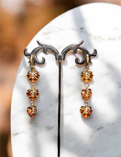 Pendientes de hojitas marrones